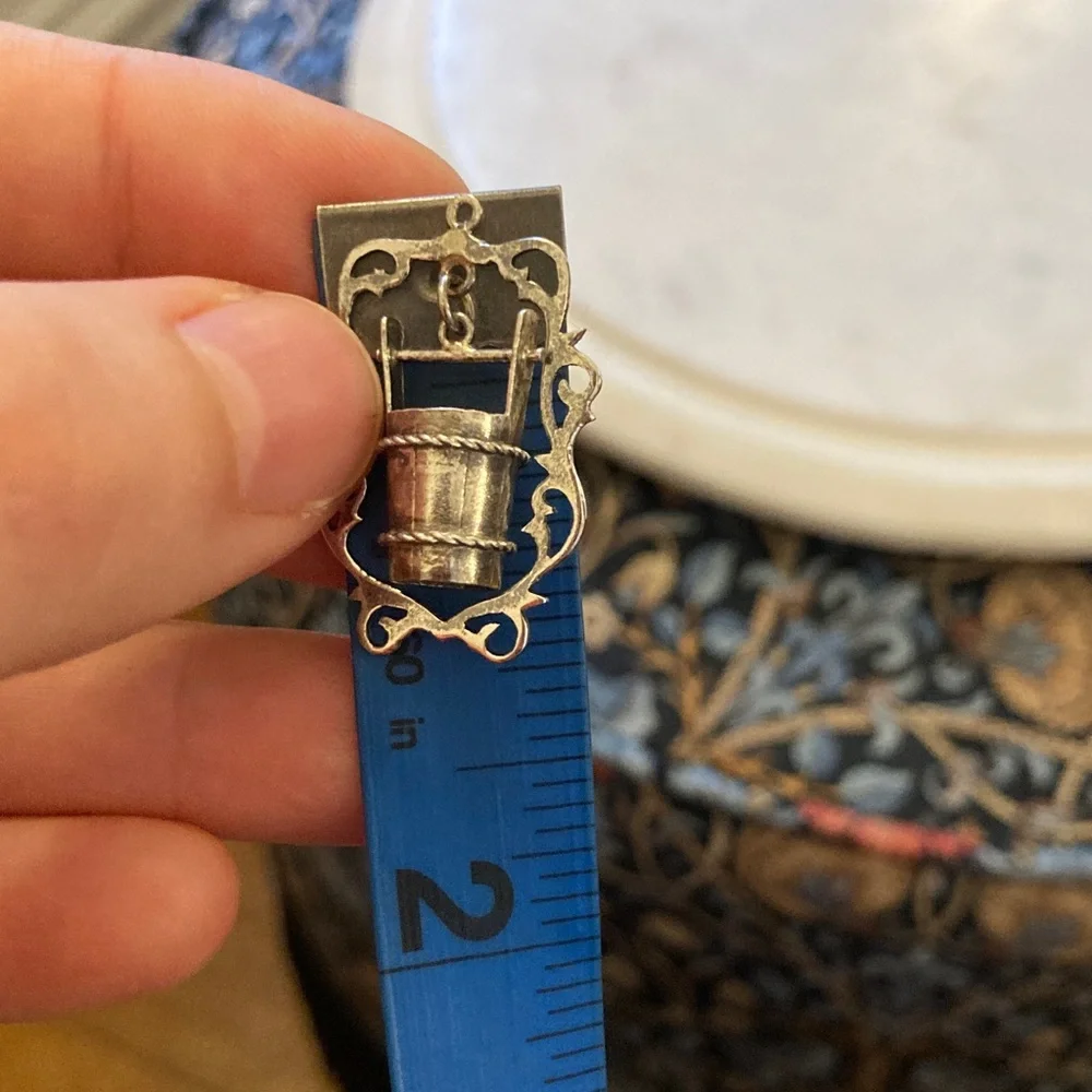 Antique Sterling Wishing Well Swinging Bucket Charm - Picture 11 of 11